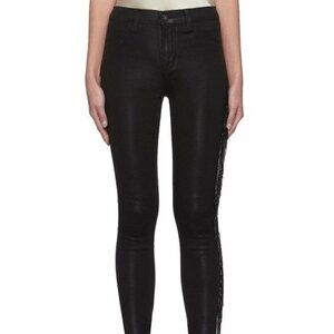 NWOT Hudson Black Leather Trimmed Lace Up Jeans Sz 25